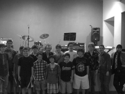 Matthew with students at his drum recital in 2010.  Teaching Professional drummer Lessons 