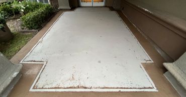 Ivy Park Senior Living in Mission Viejo, CA. Elite Crete texture pave stamped overlay, epoxy system.