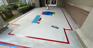 Ivy Park Senior Living in Mission Viejo, CA. Elite Crete texture pave stamped overlay, epoxy system.#