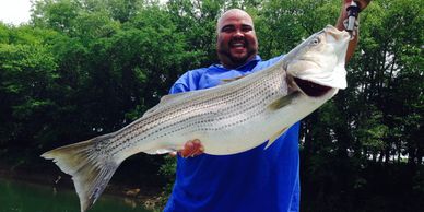 Trophy Stripers on Lake Oconee. Fishing Guide with group charters. BigFishHeads Fishing Guide