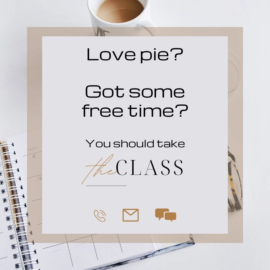 A calendar in the background with a text overlay encouraging viewers to sign up for a baking class