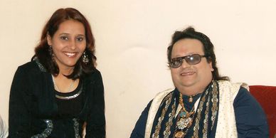 Nagpur: Bappi Lahiri, bollywood playback singer is with Yashashree Bhave (Yashi) after musical show.