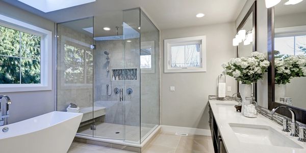 CUSTOM, MODERN, RENOVATION, GLASS, MIRROR, INSTALLATION, EDMONTON, BATHROOM, SHOWER, MODERNIZATION