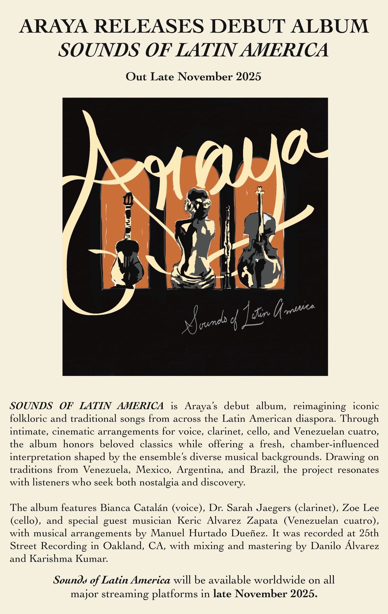 Araya: Sounds of Latin America album release announcement