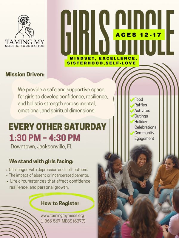 Girls Circle program for ages 12-17 promoting confidence and support every other Saturday.