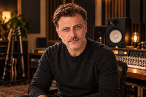 Emre Tetikel in a warm studio portrait for Tetikel Music Group