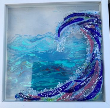 Fused glass and acrylic paint wave