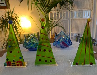 Fused Glass Christmas Trees and candle holders