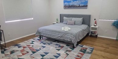 Clean and staged bedroom after Airbnb turnover cleaning in Las Vegas