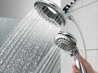Multi-function handheld shower helps make a shower more accessible for seniors or their caregivers.