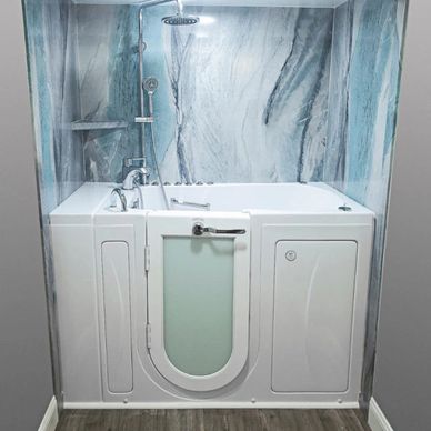 Accessible walk in bathtub from Ella's Bubbles helps provides safe and independent bathing.