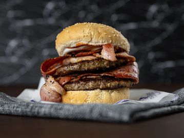 Double beef and bacon burger