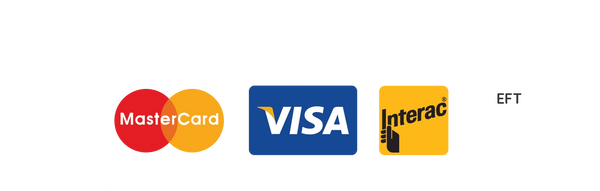 Icons of MasterCard, Visa, Interac, and EFT payment methods.