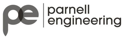 Parnell Engineering logo with stylized 'pe' letters.