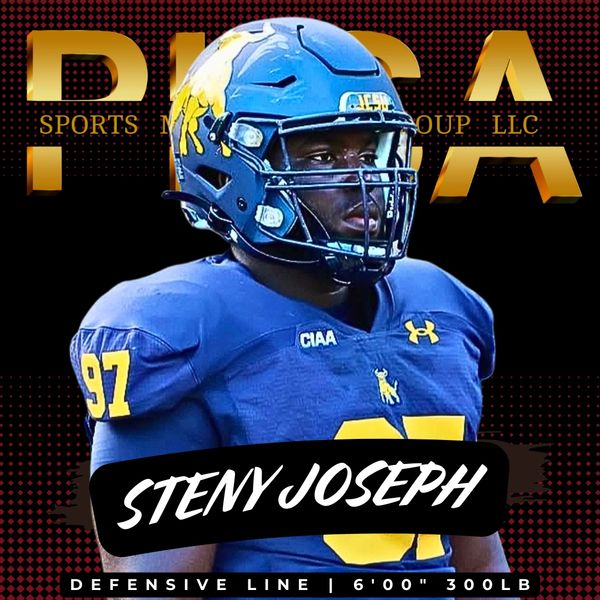 Football player Steny Joseph in blue and yellow uniform.