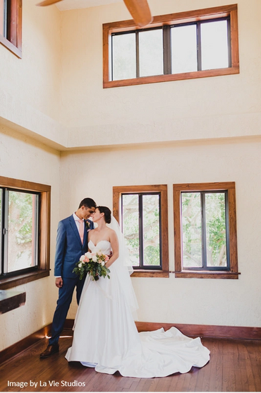 Bride and groom in the Bridal Suite. 