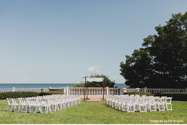 Ceremony set-up at the waterside. 