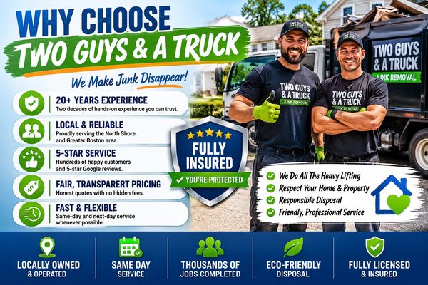 Alt Image Description:
“Why Choose Two Guys & A Truck Junk Removal graphic featuring two profession