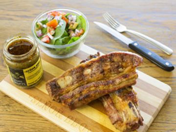 Beef ribs banderita. Argentinean Charcoal grill catering