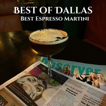 Espresso Martini, Best Dallas Cocktails, Dallas Cocktail Bar, Cocktail Bar, Best of Dallas, Delirium