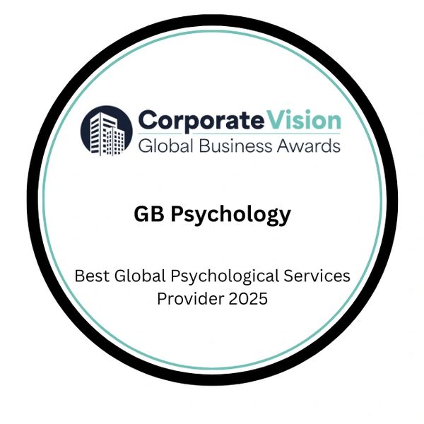 Award badge for GB Psychology as Best Global Psychological Services Provider 2025.