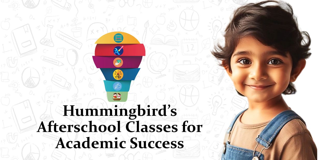 Smiling child promotes Hummingbird's afterschool academic classes.