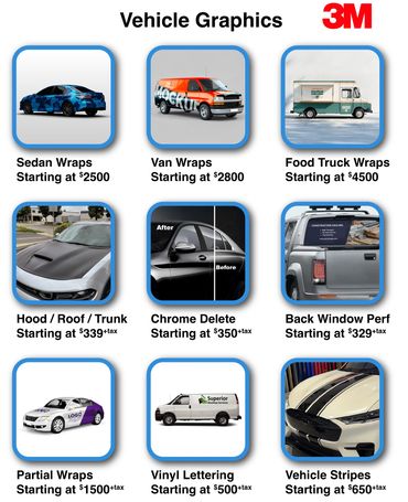 Printed marketing materials and vehicle wraps showcasing Printing Boss full service printing