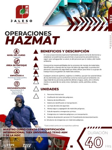 Capacitación en la universidad TEEX Operaciones HAZMAT con certificación internacional