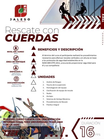 Capacitación en la universidad TEEX Rescate con cuerdas con certificación internacional