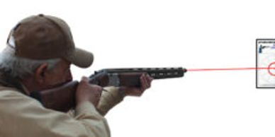 Shooting the LaserShooter at a target helps determine gun fit.