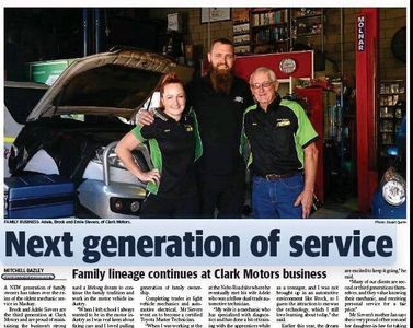 Newspaper article on Brock and Adele taking over Mackay's oldest mechanical business