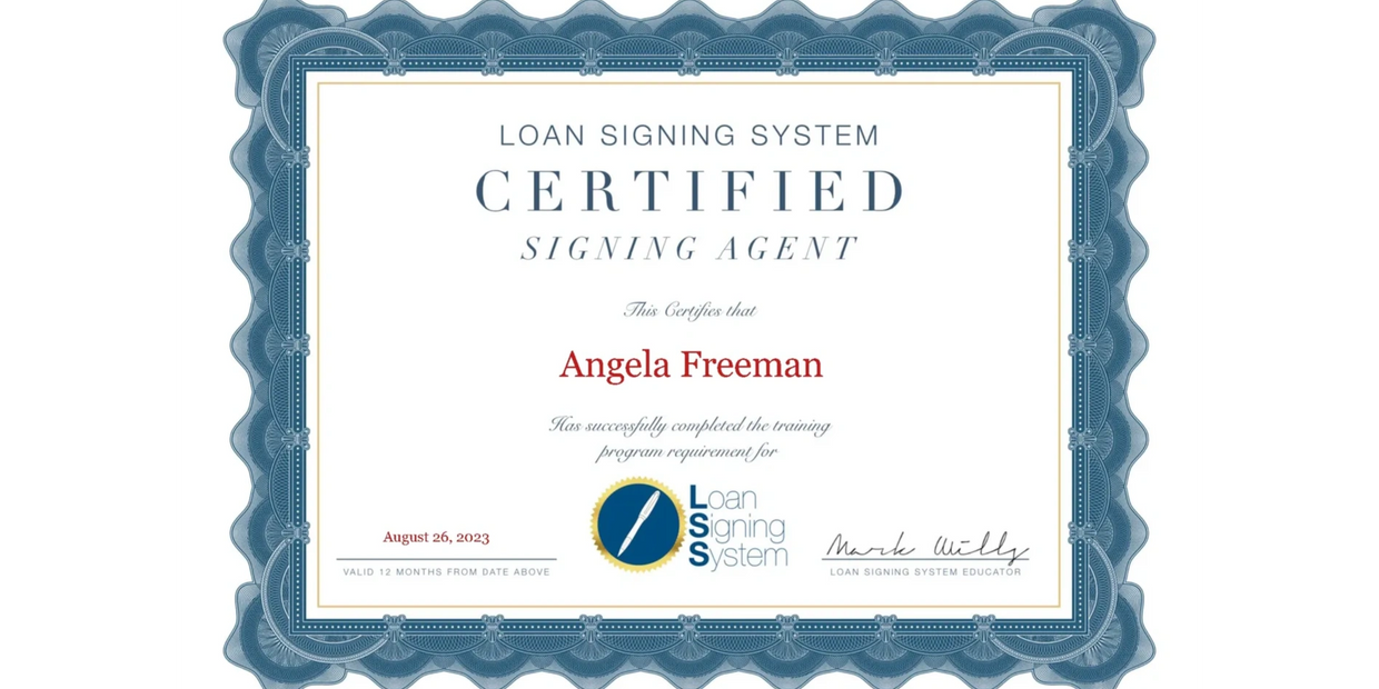 Loan Signing System (LSS) certificate of certification