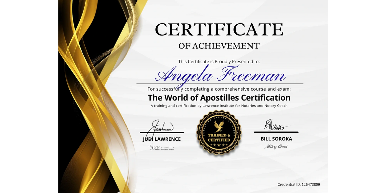 Apostille certificate of certification