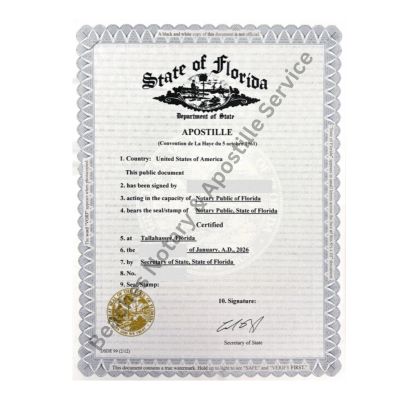 picture of a completed Florida apostille for an operating agreement