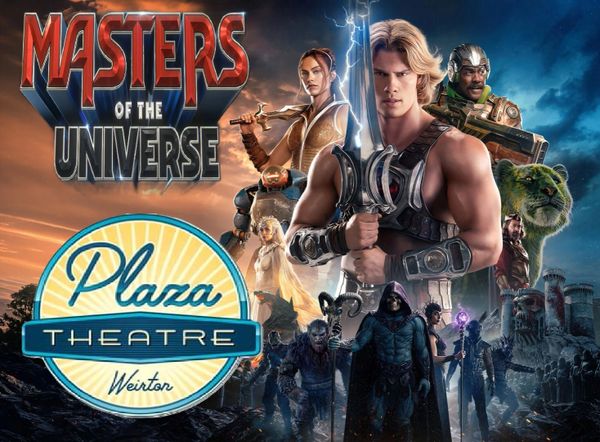 Poster for Masters of the Universe movie at Plaza Theatre Weirton.