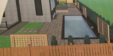 Custom out door living space with Pool and sun lounger that brings outdoor living in.