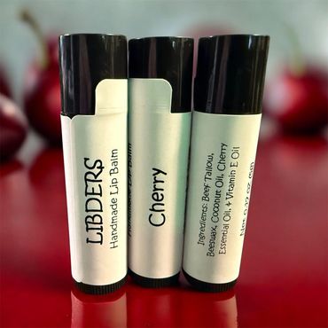 Handmade grass-fed beef tallow lip balms, made with organic Coconut oil, Organic beeswax, Vitamin E
