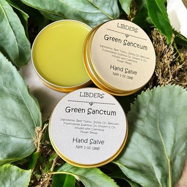 Hand salves made from grass-fed beef tallow infused with Calendula Flower petals, Comfrey Leaves, or