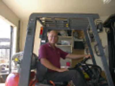 Stewart Degner enjoying a slick Toyota lift truck.

