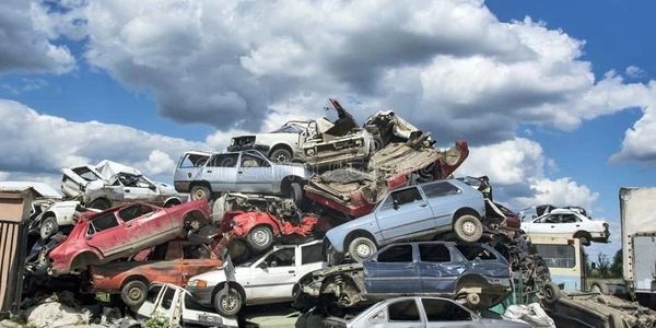 a pile of scrap car