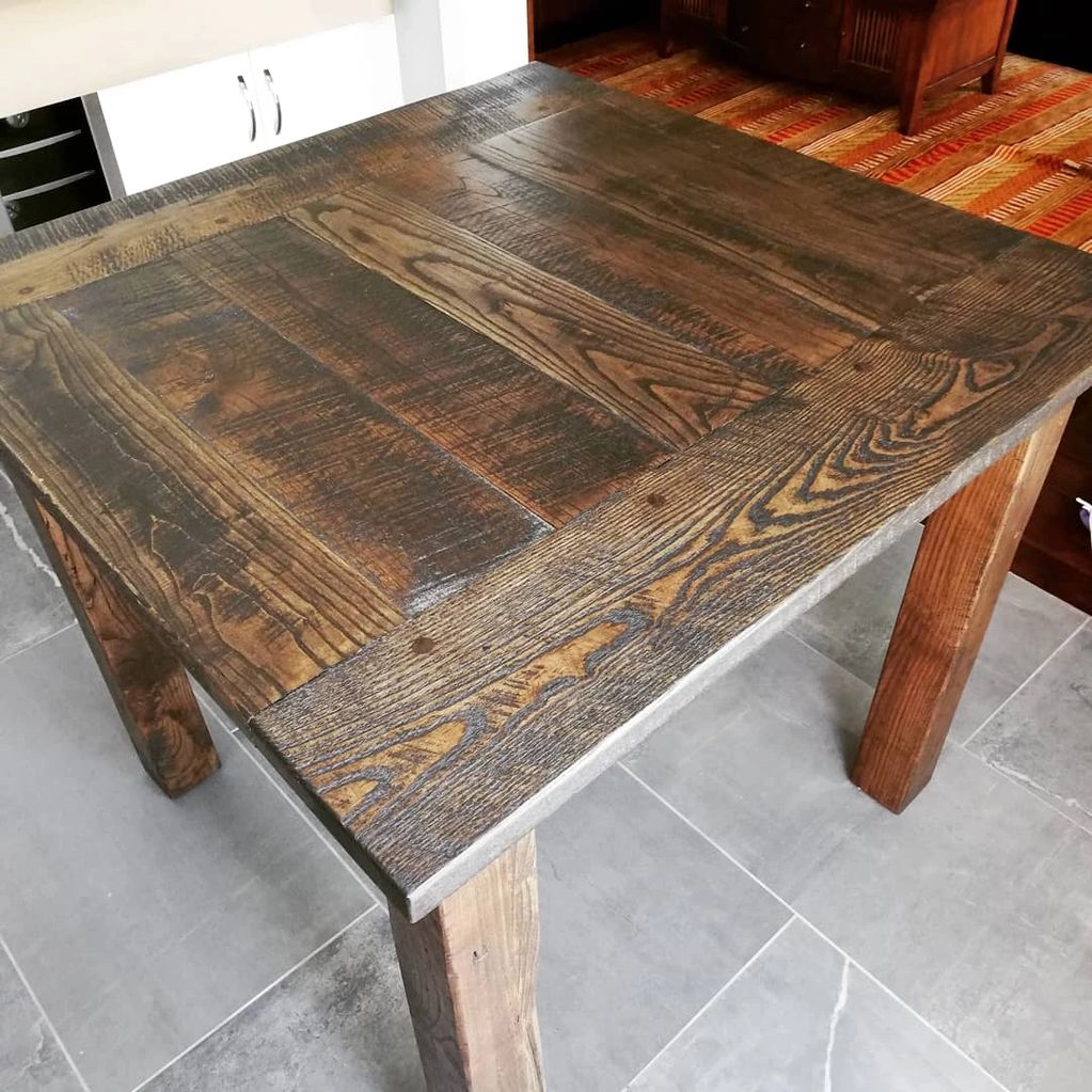 Rustic Ash dining table with breadboards