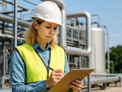 Environmental and safety consultant conducting an inspection.