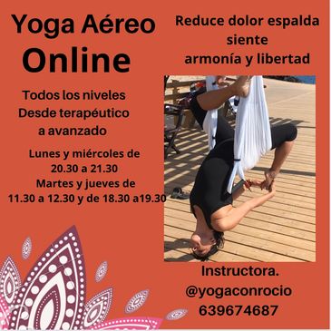 @yogaconrocio , yoga aéreo online, www.rocioalvarez.org