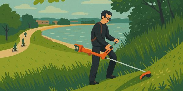 Bosmaaier in een park of bij een bedrijf om kanten te maaien of lang gras kort te maken