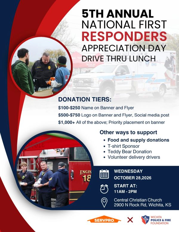 Flyer for 5th Annual National First Responders Appreciation Day drive-thru lunch.
