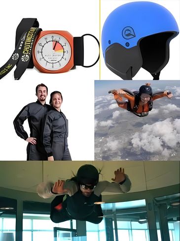 Student practicing freefall position