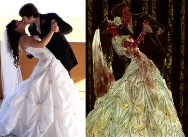 Zombie couple portrait by Rob Sacchetto. For unique wedding gift ideas and couple portraits!