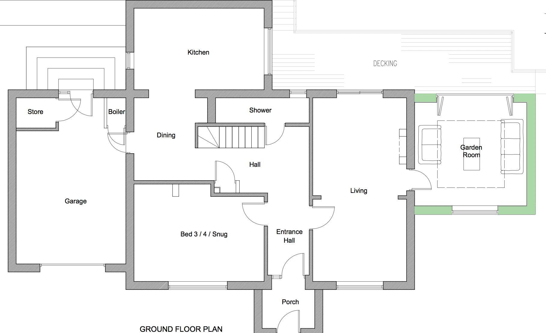Garden room architect floor plan derbyshire