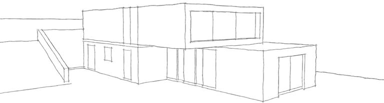 Concept sketch showing a modern new build dwelling