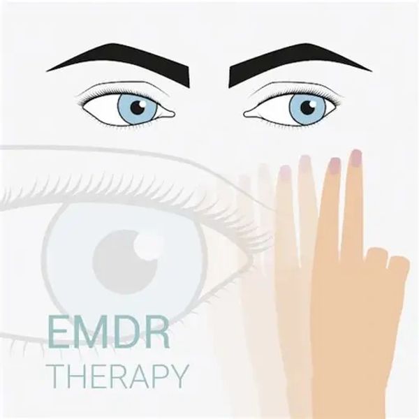 Illustration representing EMDR therapy with eye and hand movement.
